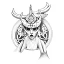 Mexican devil whispering in ear and Angel whispering in other ear black and grey neck piece  tattoo design idea