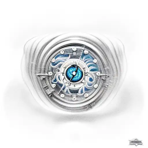 the ring from halo the game inside a broken clock tattoo design idea
