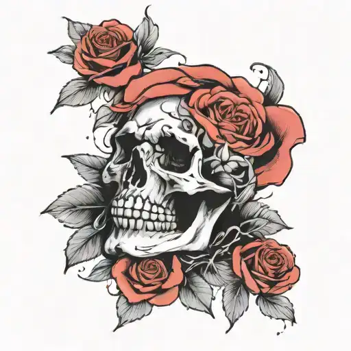 Rose inside skull tattoo design idea
