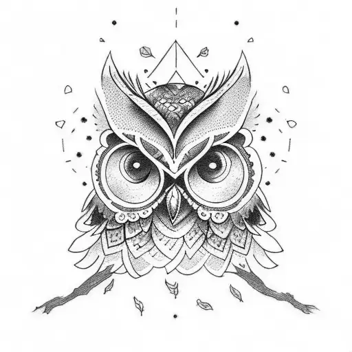 A tattoo design featuring a family of owls tattoo design idea
