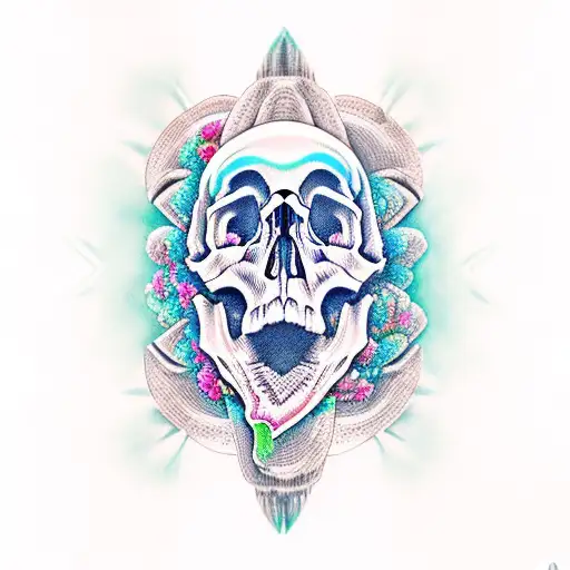 skull ocean tattoo design idea