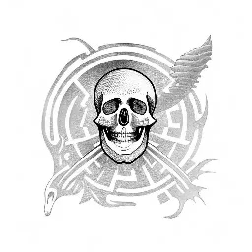 ocean skull ship tattoo design idea