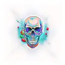 skull ocean tattoo design idea