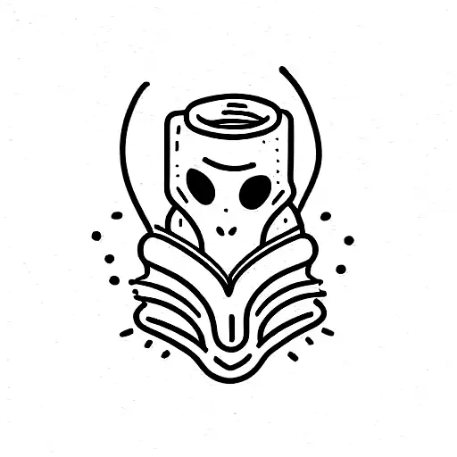 ghost reading book tattoo design idea