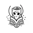 ghost reading book tattoo design idea