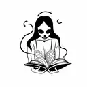 ghost reading book tattoo design idea