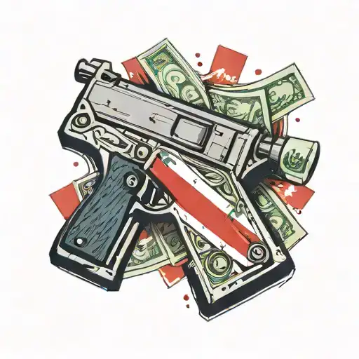 gun, a wad of money and a Hungarian flag tattoo design idea