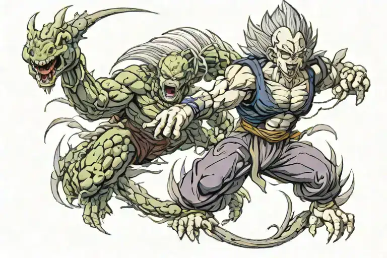 dragonball z full body charging tattoo design idea