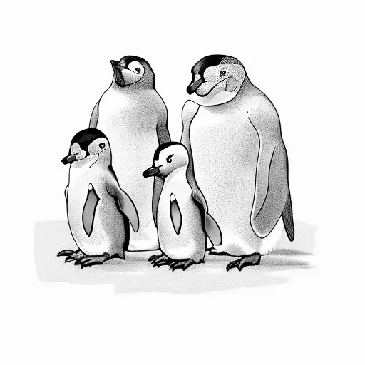 penguin family drawing