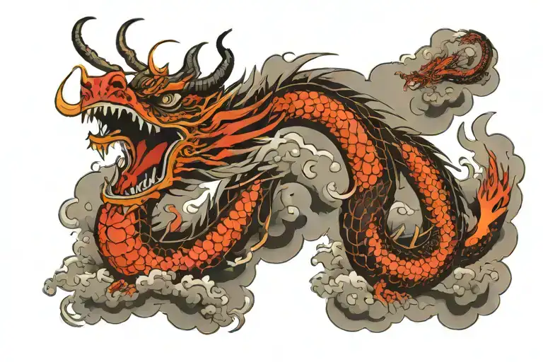 dragon cloud storm tattoo design idea