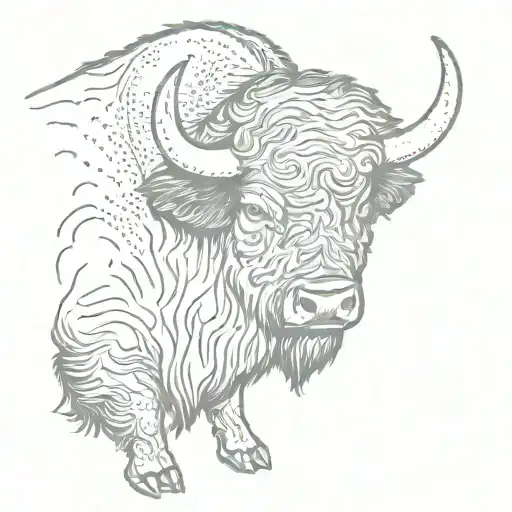 1950's style bison tattoo design idea