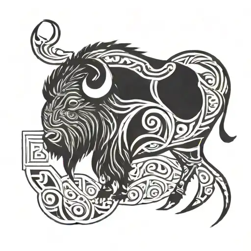 bison side profile tattoo design idea