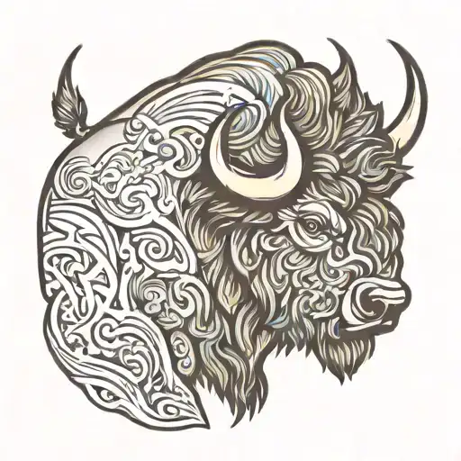 bison side profile tattoo design idea
