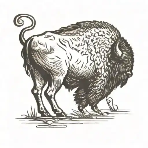 simple bison side-view like a us buffalo coin tattoo design idea