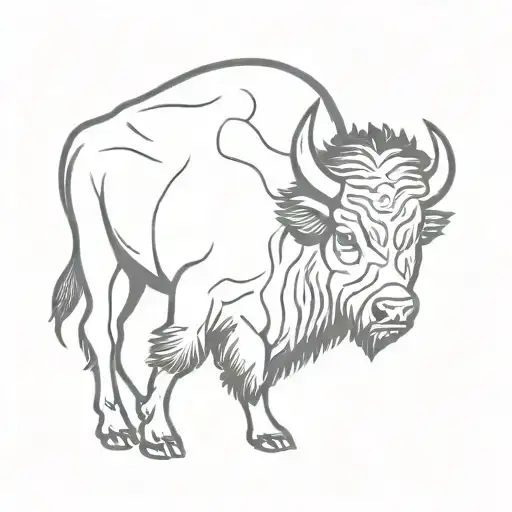1950's style bison tattoo design idea