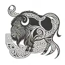 bison side profile tattoo design idea
