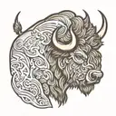 bison side profile tattoo design idea