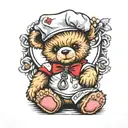 teddy bear sitting nurse   tattoo design idea