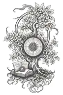 tree of life, compass, open book, dollie patters, Christmas cactus  tattoo design idea