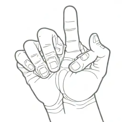 one hand making the 'gun fingers' pose. text filling the whole hand and fingers with the word 'tek' repeating tattoo design idea