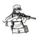 Rebecca from Cyberpunk Edgerunners with her shotgun tattoo design idea