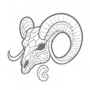 ram skull with Maori design inspired tattoo design idea