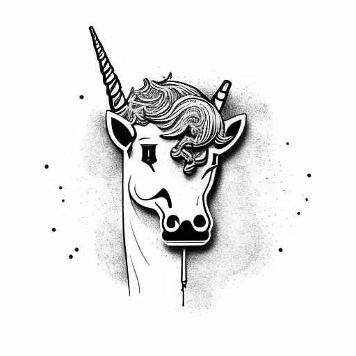A majestic unicorn pouring beer from a tap tattoo design idea