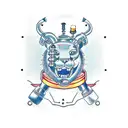 A mechanical panther with beer taps for eyes tattoo design idea