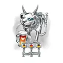 A mechanical panther with beer taps for eyes tattoo design idea