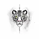 A Penrith Panthers logo composed of beer tap components tattoo design idea
