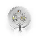 A pocket watch with gears and cogs forming a tree of life tattoo design idea
