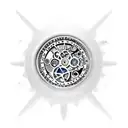 A pocket watch with gears and cogs forming a tree of life tattoo design idea