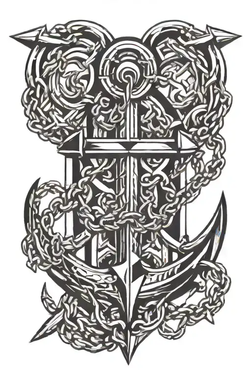 Anchor with chain tattoo design idea