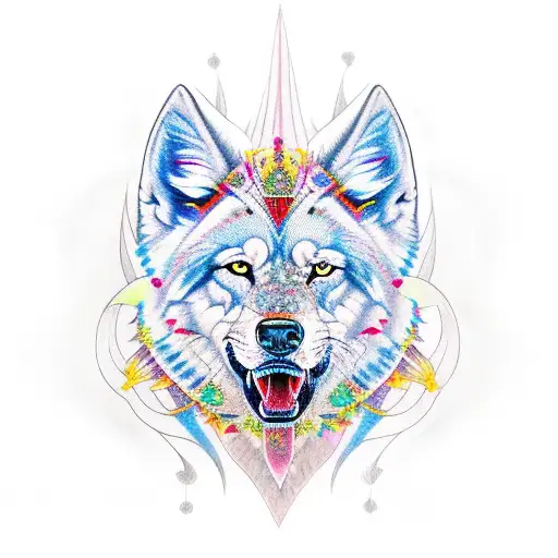 rey lobo de colores tattoo design idea
