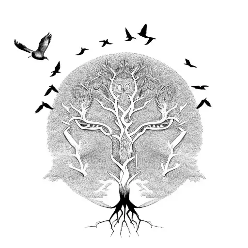 life and death tree tattoo