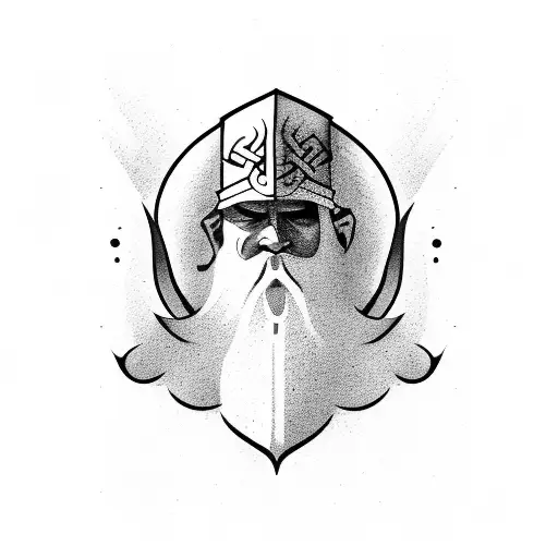 bad face Viking with an axe tattoo design idea