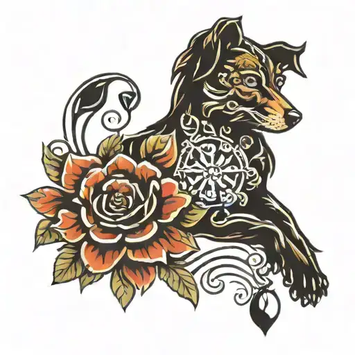 western jewelry pawprint floral design tattoo design idea