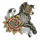 western jewelry pawprint floral design tattoo design idea
