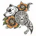 western jewelry pawprint floral design tattoo design idea