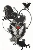heart butterflies key shaped like tattoo design idea