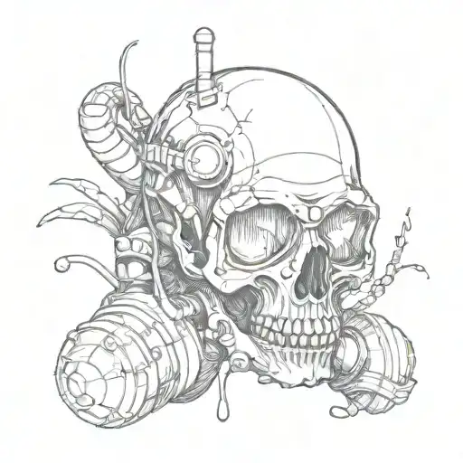 skull with scuba diving tattoo design idea
