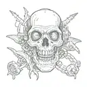 skull with scuba diving tattoo design idea