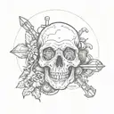 skull with scuba diving tattoo design idea