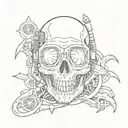 skull with scuba diving tattoo design idea