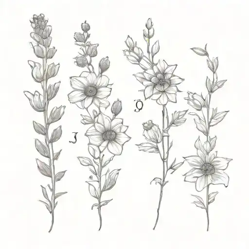 spine tattoo featuring birth month flowers: July, June, February and December  tattoo design idea