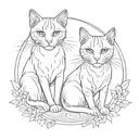 tattoo with 2 "egipcian cats" (represents mother and daughter) in fineline style tattoo design idea