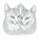 tattoo with 2 "egipcian cats" (represents mother and daughter) in fineline style tattoo design idea
