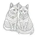tattoo with 2 "egipcian cats" (represents mother and daughter) in fineline style with egipcian elements  tattoo design idea