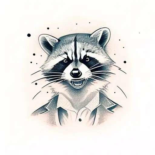 Raccoon smoking and holding guns tattoo design idea