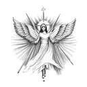 text with written "Angels protect me" with an halo above the text tattoo design idea